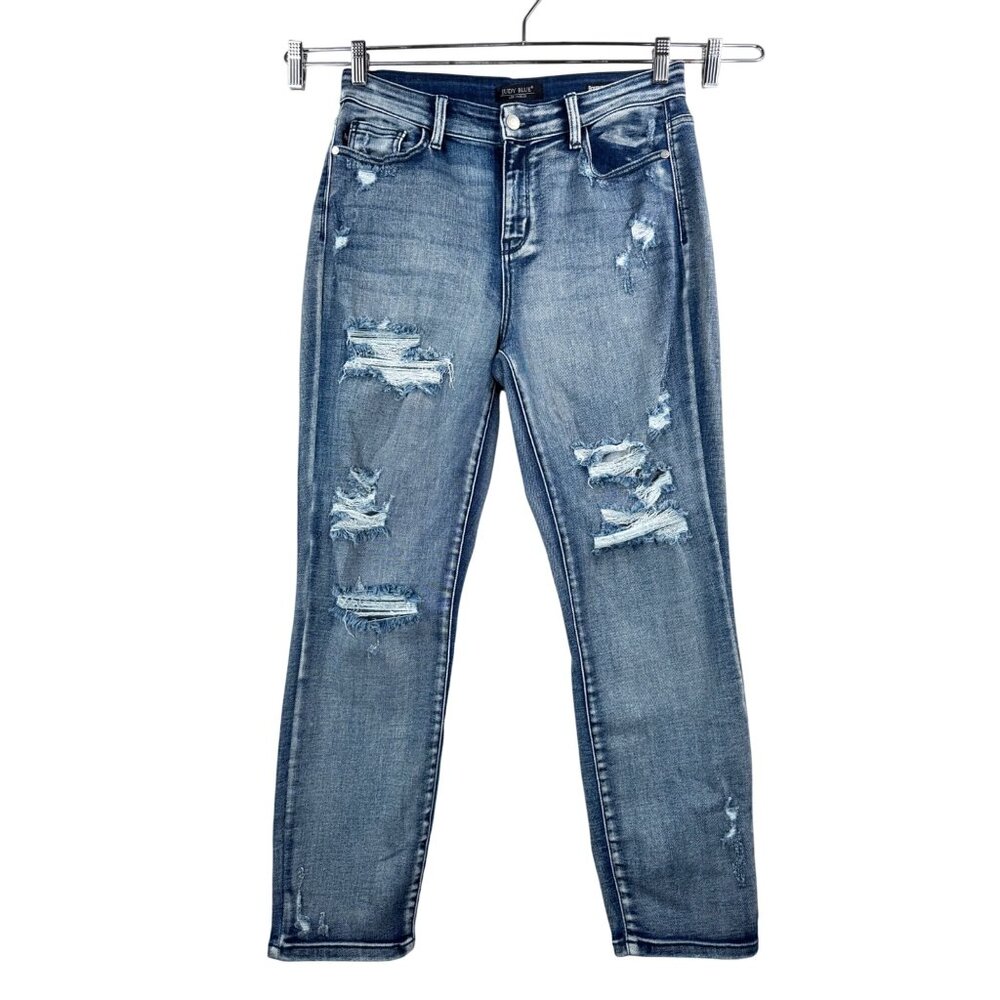 Judy Blue‎ Distressed Boyfriend fit jeans boho stretchy sz 29